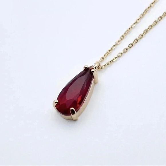 Tear Drop Necklace | Cubic Zirconia Necklace | 18k Gold Plated - Picture 2 of 8